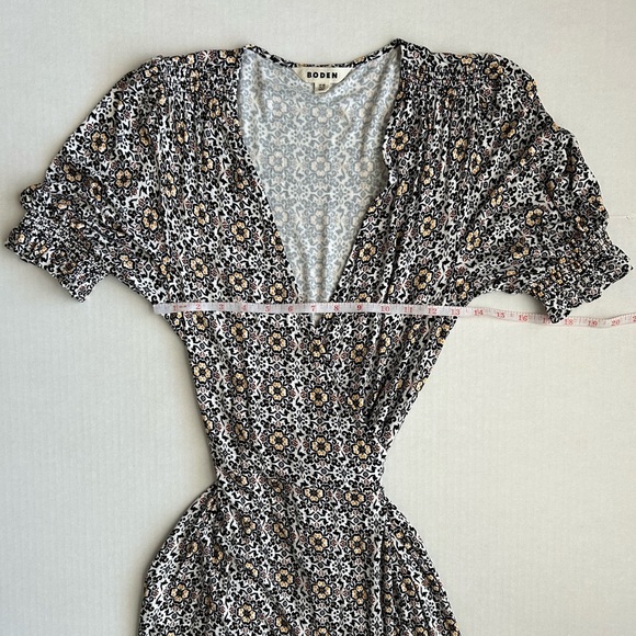 Boden Dress Women's Black Opulent Pome Ruffle Wrap Jersey Mini 4R - Picture 7 of 13